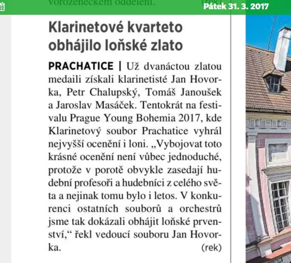 Klarinetové kvarteto obhájilo loňské zlato / 31.3.2017