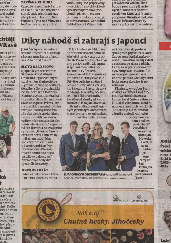 Díky náhodě si zahrají s Japonci / Českokrumlovský deník 21.8.2019