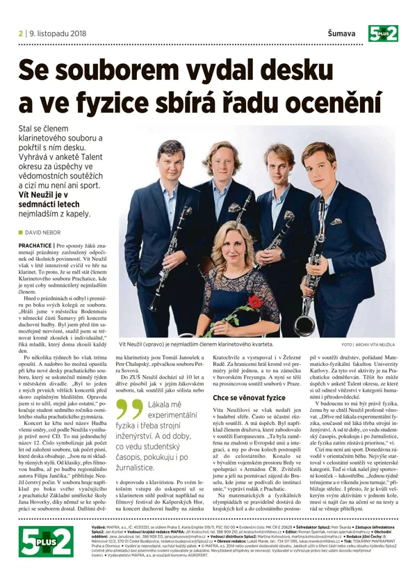 Se souborem vydal desku a ve fyzice sbírá řadu ocenění / Týdeník 5+2 9.11.20218