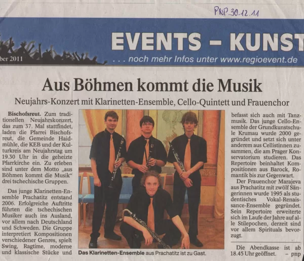 Aus Böhmen kommt Musik / Passauer Neue Presse - Kunst, 30.12. 2011