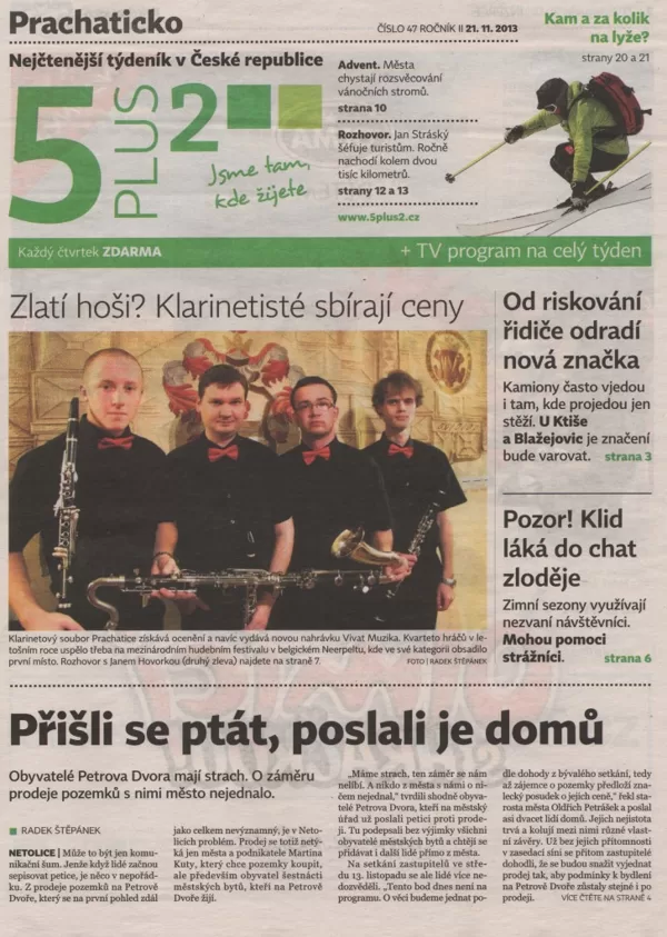 Zlatí hoši? Klarinetosté sbírají ceny / 5+2 Prachaticko 21.11.2013