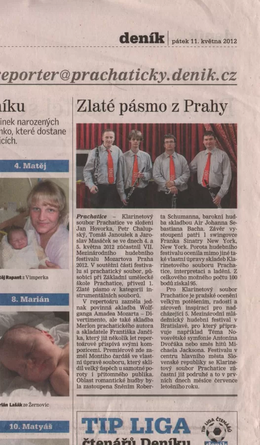 Zlaté pásmo z Prahy / Pracharický deník 11.5.2012