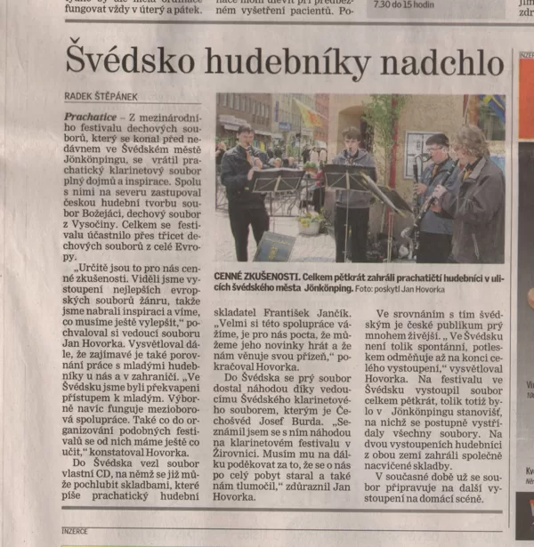 Švédsko hudebníky nadchlo / Prachatický deník 11.6.2010
