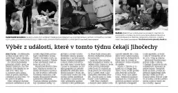 Výběr z událostí, které v tomto týdnu čekají Jihočechy / Českobudějovický deník 17.10.2016